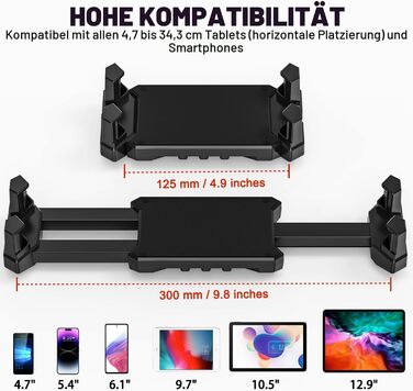 Настінний тримач для планшета та iPad, поворотний на 360° з висувним кріпленням (16-39.5 см), універсальний для екранів 4.7-13.5 дюймів, для кухні, офісу та дому