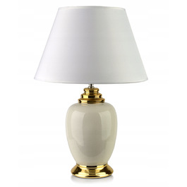 Керамічна настільна лампа бежева, 51 см, з абажуром, цоколь E27, для вітальні