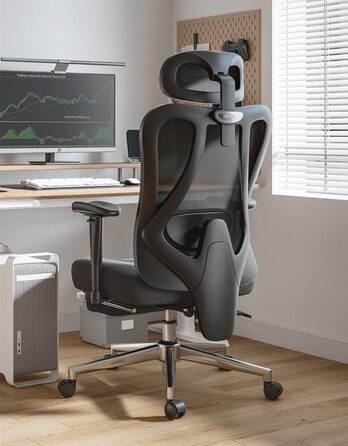 Hbada P3 Pro Ergonomic Office Chair with Adjustable Headrest, Lumbar Support, Reclining Backrest, Mesh Fabric, and Footrest - Black