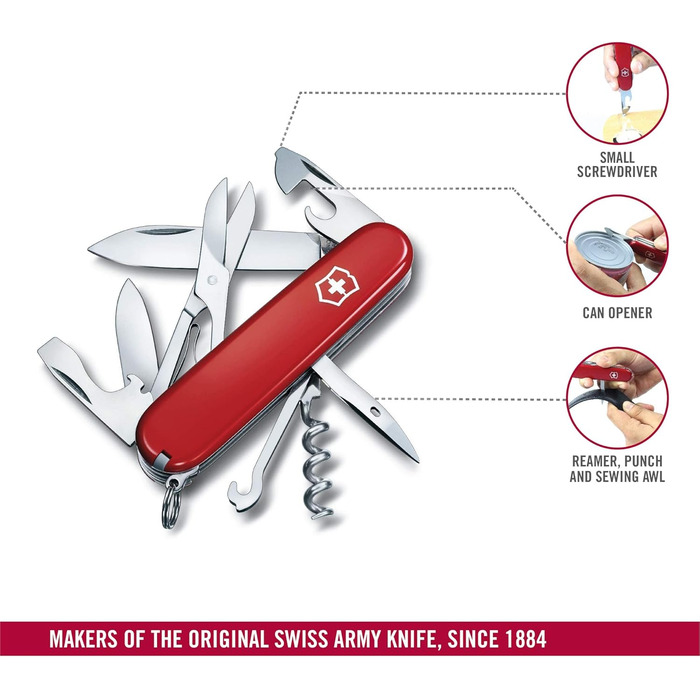 Швейцарський ніж Victorinox Climber, 14 функцій, Swiss Made, Мультитул з ножем, ножицями, відкривачкою для консервів та ковпачка, викруткою, дерев'яний, Limited Edition