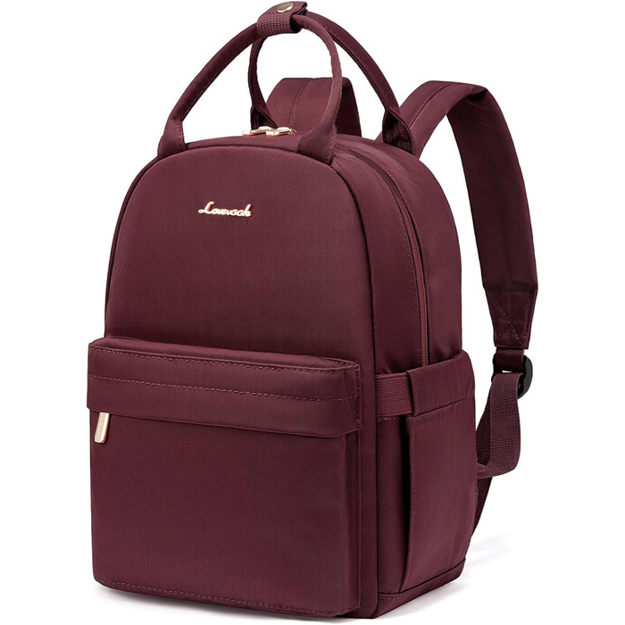 LOVEVOOK Small Backpack for Women Small City Backpack Handbag 2 in 1 Waterproof Daypack Mini Backpack Women Elegant Casual Daypack for Travel Leisure Shopping Work (11 inch, Wine)