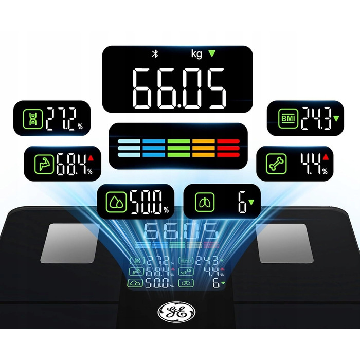 Розумні електронні аналітичні ваги GE з Bluetooth, визначення ІМТ, до 180 кг