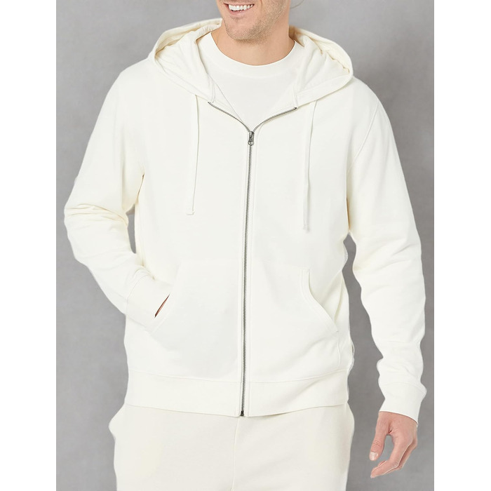 Чоловічий худі Amazon Essentias з французького трикотажу з блискавкою та зручним кроєм (L, кольору слонової кістки)