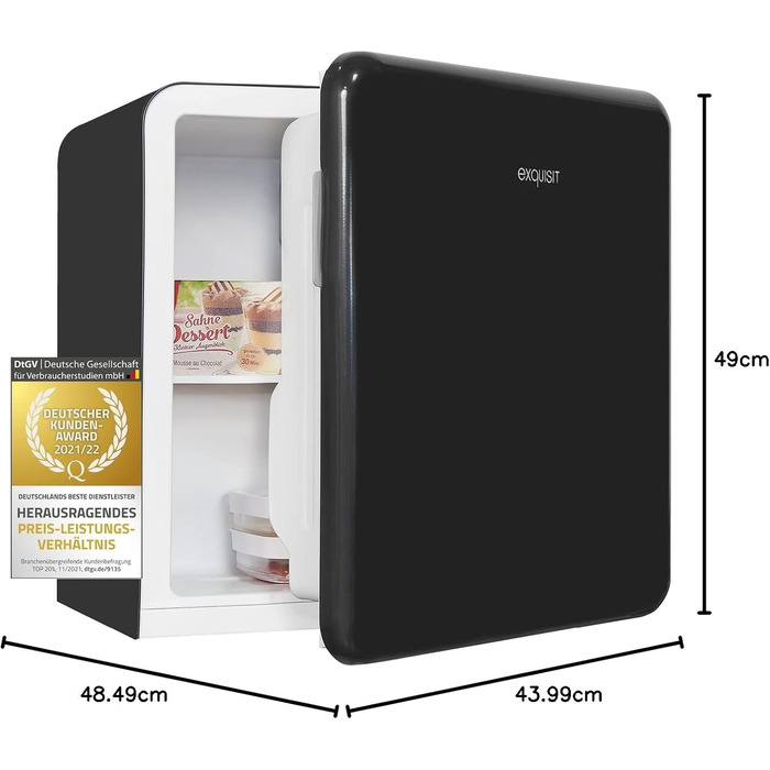 Exquisit Міні холодильник CKB45-0-031F білий: компактний холодильник 47 л, ретро стиль, без морозильної камери