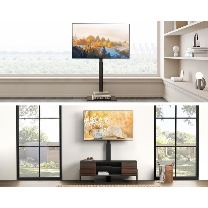 FITUEYES Adjustable Swivel TV Stand - Floor Mount for 32-60 inch Flat & Curved TVs - VESA 600x400 - Black