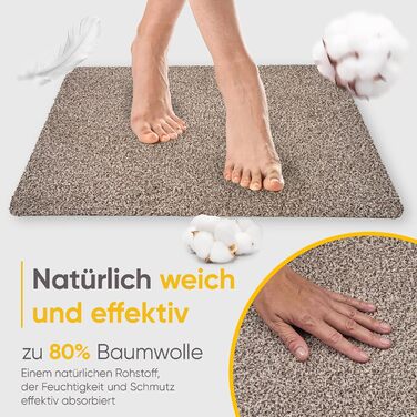 Килимок Entrando 40x60 см - бавовна, антиковзаючі, для дому та вулиці - під двері, терасу, балкон (Бежевий)