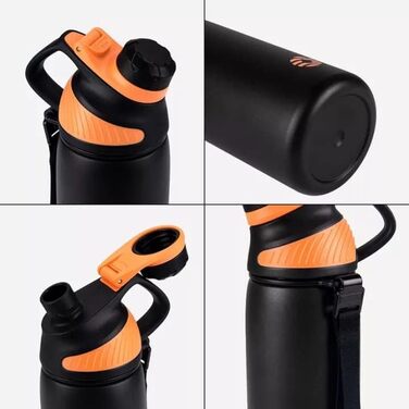 Stainless Steel Water Bottle 600 ml/800 ml/1 l with Magnetic Lid, BPA-Free, Insulated Water Bottle, Sports Metal Water Bottle, Hot and Cold Drinks, Vacuum Flask, Work, Travel