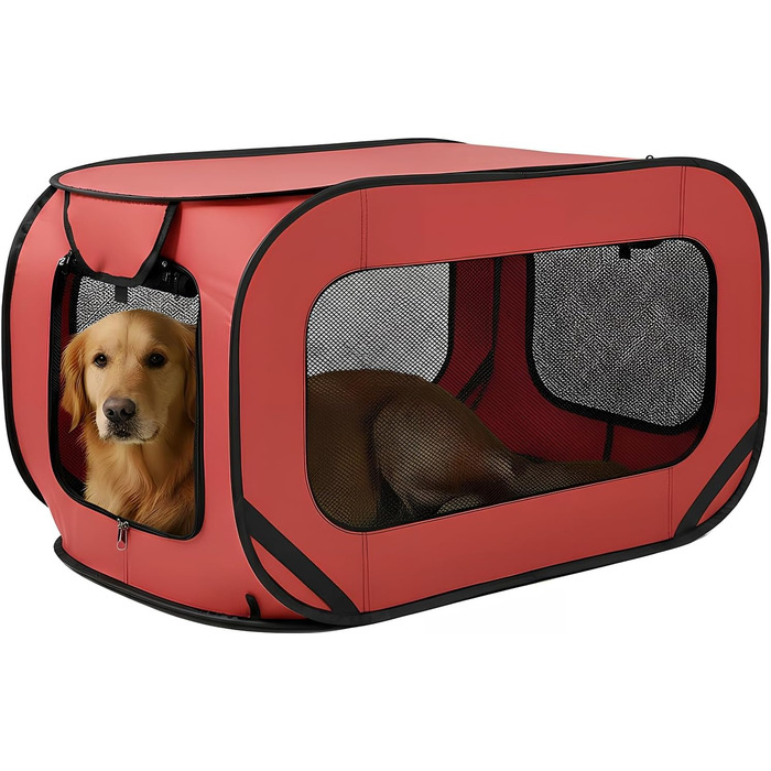 Транспортна переноска для собак та котів, складана Pop-Up, 94x53x53 см, червона