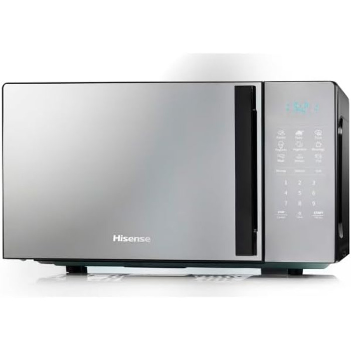 Мікрохвильова піч Hisense H20MOMBS4HG 20 л з лівостороннім відкриванням дверцят, LED-дисплеєм, 9 функціями, 700 Вт, грилем та дзеркальним покриттям