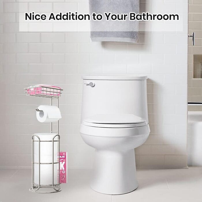 Тримач туалетного паперу TreeLen Mega Roll з нержавіючої сталі, тримач серветок та журналів, хромований, на 4 рулони