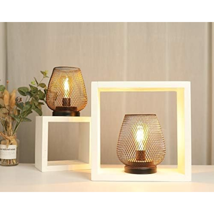LED ліхтар JHY DESIGN 2 шт. з металевого каркасу, акумуляторний, бездротовий, 17 см, індустріальний стиль, для дому та саду, весільниці (чорний метал з золотом)
