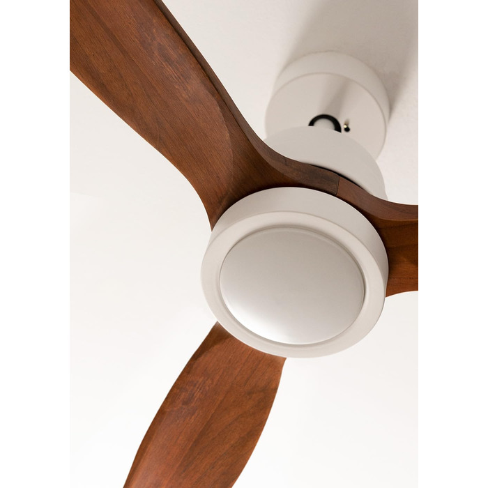 Вентилятор стельовий CREATE WINDSTYLANCE Natural Wood з підсвічуванням, білий, Wi-Fi, пульт, 40W, Ø132 см, літній/зимовий режим, дерев'яні лопаті, з вимикачем на стіні