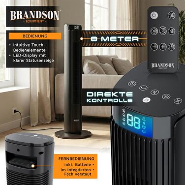 Вентилятор підлоговий Brandson ECO Design DC Motor, 12 швидкостей, пульт, тихий, коливання
