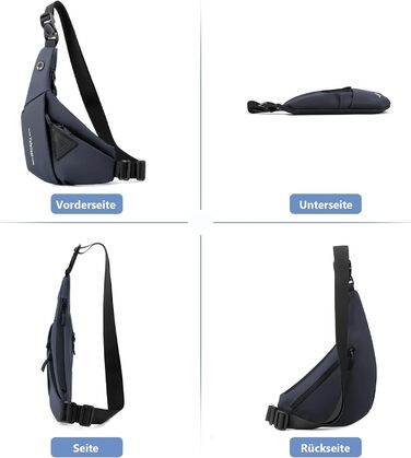 Чоловіча нагрудна сумка VARLIVOO Brusttasche - слинг-сумка, кросбоді, через плече, спортивна, для фітнесу, подорожей, кемпінгу, школи. Водонепроникний рюкзак з поліестеру, блакитний.