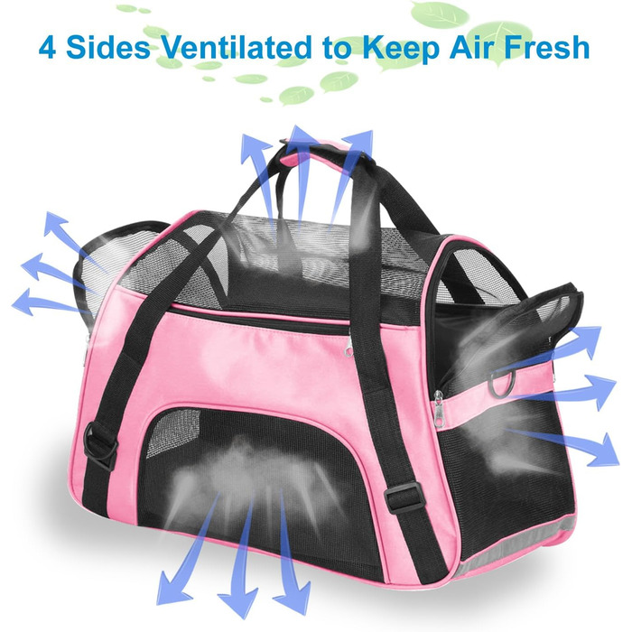Транспортувальна сумка для тварин (кіт, собака, кролик, хом'як) - 47x27x28 см, до 5 кг, рожева