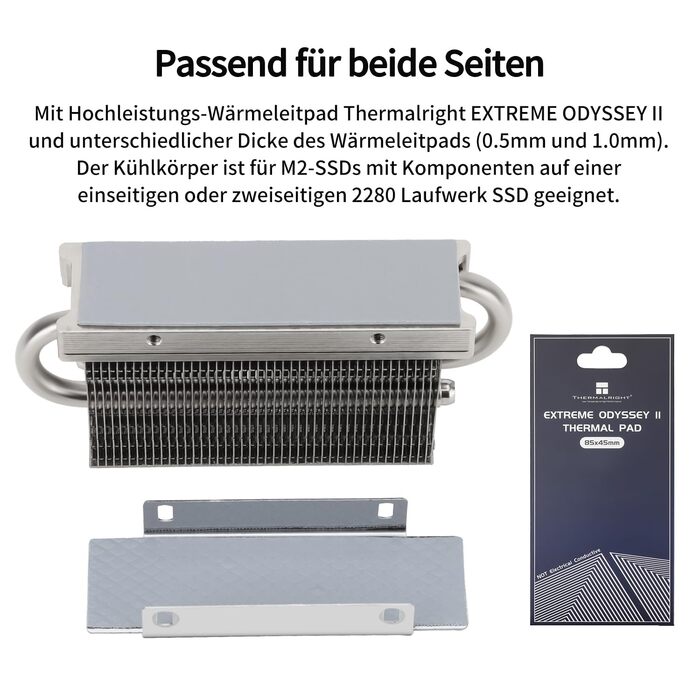 Охолоджувач SSD Thermalright HR10 2280: Радіатор з 2 мідними тепловими трубами, з термопадом, для високої продуктивності