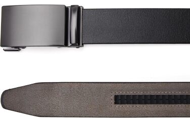 Чоловічий шкіряний ремінь на пряжці з автоматичною застібкою, 35 мм, регульований, 130 см, для костюма та ділового одягу (Y-чорний)