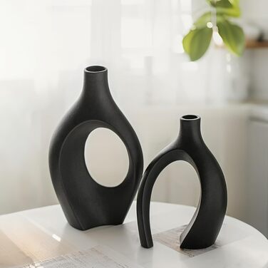 SUKIYPO Ceramic Vase Set - Modern Beige Vases (2-Pack) for Nordic, Boho Home Decor - Large Flower Vases for Living Room, Office, Farmhouse, Coffee Table