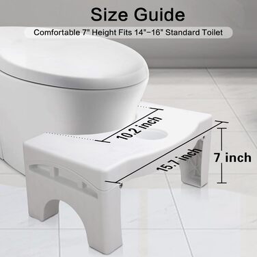 Squat Toilet Stool for Adults, 7 inches Potty Stool, Non-Slip Bathroom Stool, Foldable Potty Stool Stable Potty Stool with Air Freshener Holder for Elderly, Washable and Portable, White