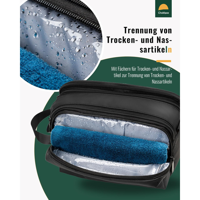 Чоловіча дорожня косметичка Kulturbeutel, водонепроникна косметичка для подорожей, чорна, M