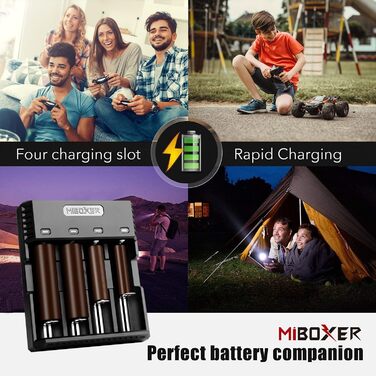 Зарядний пристрій MiBOXER C4S 3A для AA, AAA, Li-Ion акумуляторів (18650, 26650) з LCD дисплеєм та контролем температури