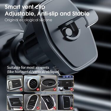 Бездротовий автомобільний зарядний пристрій AmazeFan 15W Qi, тримач для телефону, 360° обертання, сумісний з iPhone, Samsung, Huawei та іншими.