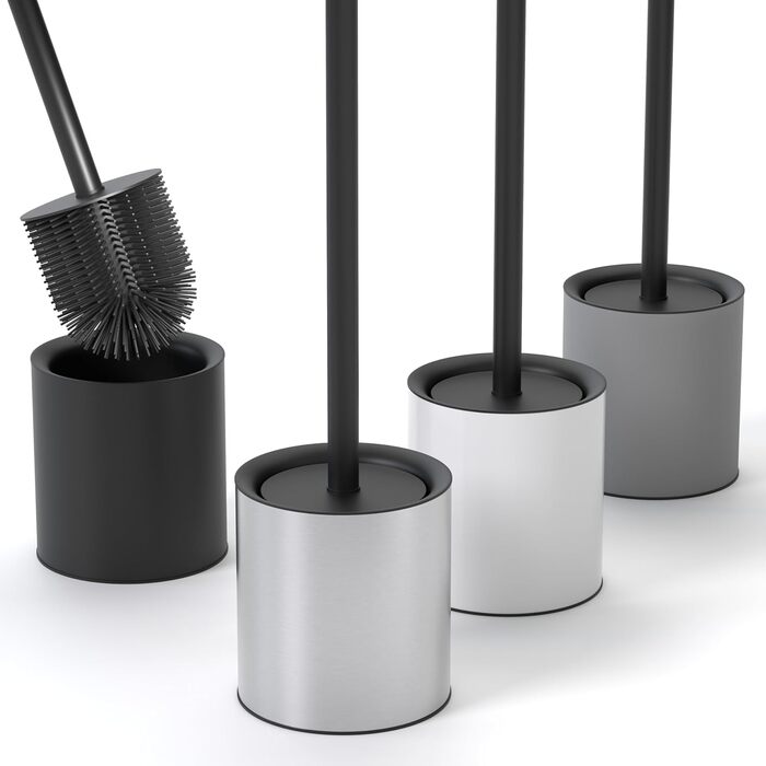 Тойлетний щітка SAVEGA з силікону та нержавіючої сталі - антибактеріальна, з тримачем, захист від бризок