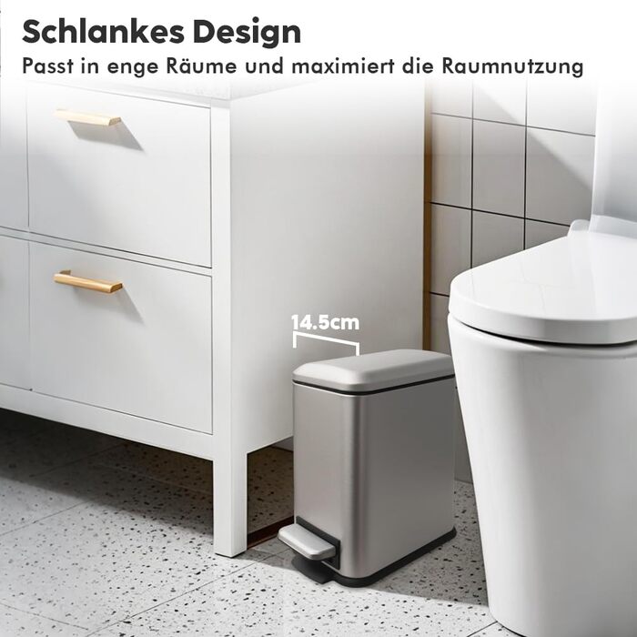 Трюмний смітник для кухні: вузький, з педаллю, з відром, нержавіюча сталь, 5л, зелений