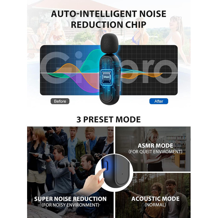Мікрофон Lavalier Moman Handy Mini: бездротовий мікрофон для iPhone, YouTube, TikTok (колір: коричневий)