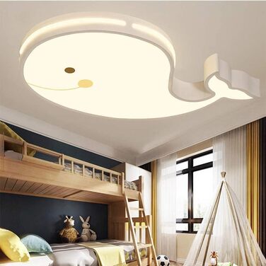 LED Ceiling Lamp Dolphin Shape Dimmable with Remote Control Boy Girl Baby Kids Children's Room Lamps Ceiling Children's Room Bedroom Lamp Room Lighting Chandelier, White, 50cm (White)