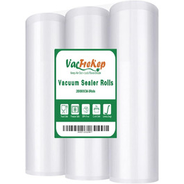 VacFreKep 3 Rolls of Foil 28x600cm Vacuum Rolls for Food, BPA-Free Vacuum Bags Sous Vide Bags Foil for Vacuum Sealers and Foil Welding Devices Suitable