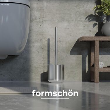 Набір для туалету SAVEGA: щітка для унітазу з нержавіючої сталі та силікону з підставкою, антибактеріальна головка, WC-газетниця, сріблястий колір