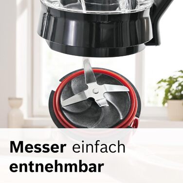 Bosch VitaPower Series 4 Stand Mixer MMB6382MN, improved version, high-quality stainless steel blades, 1.5L Thermo-Safe glass jar, tamper, dishwasher-safe parts, 30,000 RPM, 1200W, stainless steel stand mixer with improved mixing jug