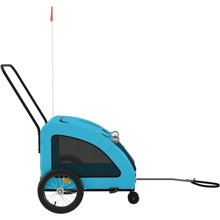 Фургон для собак VidaXL - блакитний, до 30 кг, з прапором та відбивачами, Oxford-Gewebe, 63.5 x 124.5 x 66 см