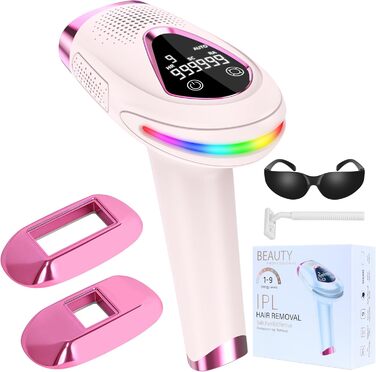 Епілятор IPL з лазером, 6.8 см², 3-в-1 для дому: обличчя, інтимна зона, ноги. 2 змінні насадки, HR/SC/RA технології. Для жінок