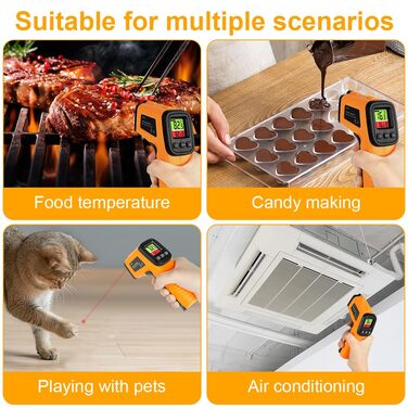 Інфрачервоний термометр HOTUT, безконтактний лазерний пістолет для вимірювання температури -58°F~1022°F (-50°C~550°C), з термометром для м'яса, для приготування їжі/барбекю/промисловості, НЕ для вимірювання температури тіла людини