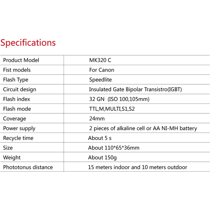 Спалах MEIKE MK-320C з TTL для Canon беззеркальних DSLR камер