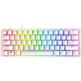 Клавіатура Razer Huntsman Mini Mercury (Red Switch) - компактна ігрова клавіатура 60% з лінійними оптико-механічними перемикачами (PBT-клавіші, знімний USB-C кабель) QWERTY | US-розкладка, білий колір Mercury White Lineare оптичні перемикачі