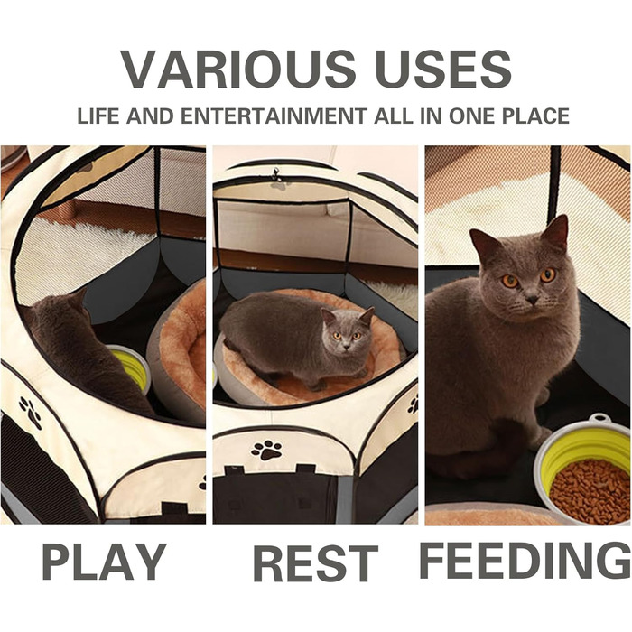 Клітка-вигул для цуценят 91x91x58 см, складана переносна клітка для тварин, для собак, кроликів, морських свинок, котів, для дому та відпочинку на природі