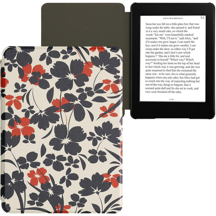 Чохол-книжка kwmobile для Amazon Kindle Paperwhite 11 (2021) - квітковий дизайн, магнітний замок, синьо-червоно-білий, захисний для електронного читача Kindle Paperwhite 11. Generation 2021