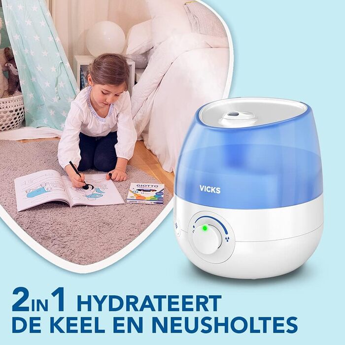 Зволожувач повітря Vicks Mini Cool Mist Ultraschall VUL525 - компактний, тихий, для сну, кашлю та застуди