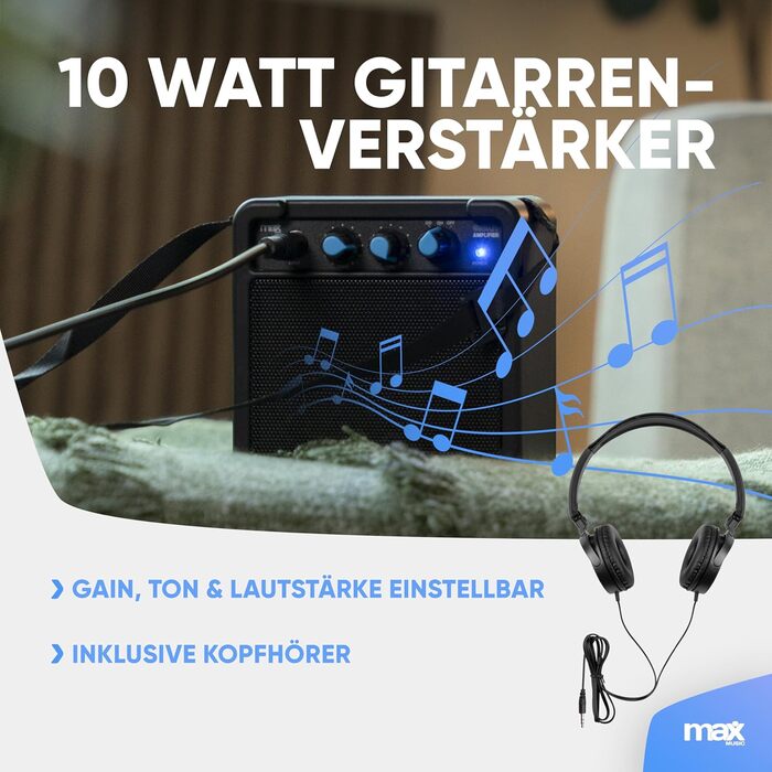 Електрогітара Max GigKit: Комплект для початківців (4/4, 40 Вт, блакитний)