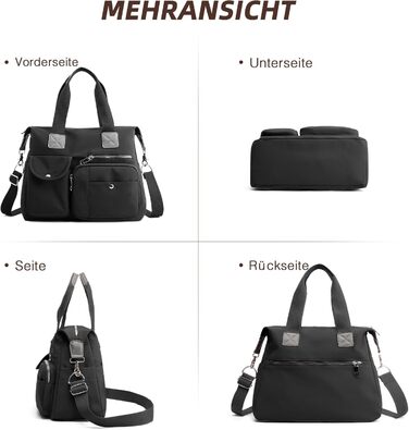 Сумка жіноча DIRRONA велика – містка сумка-шопер для міста, роботи, університету та подорожей, знімний ремінь, чорна