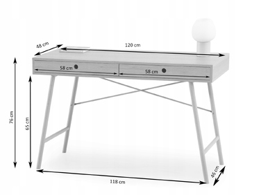 Письмовий стіл Mebel-Partner прямокутний, дуб натуральний, 120x46x76 см, 2 шухляди