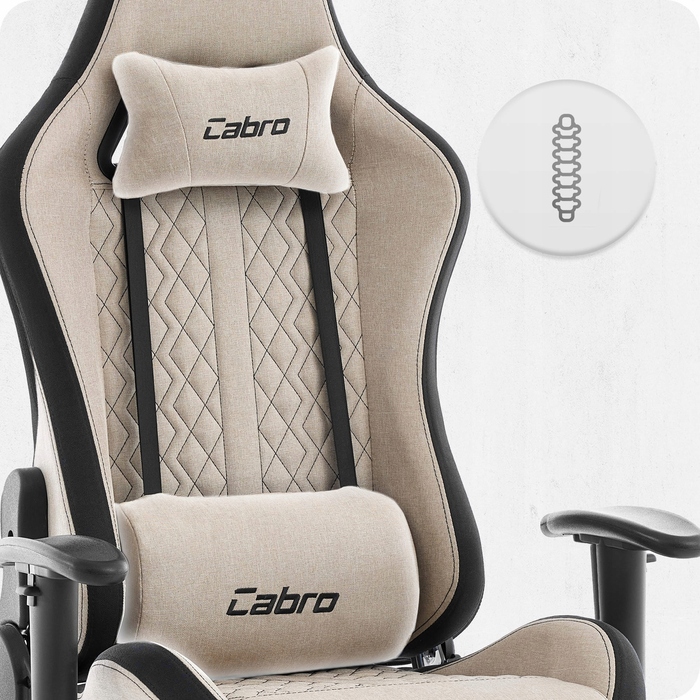Ігрове крісло Cabro C508, тканинне, бежево-чорне