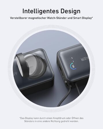 Повербанк Anker MagGo 10000mAh для Apple Watch та iPhone 17/16/15, Samsung, iPad, AirPods, 35W Max, вбудований кабель USB-C, сертифікований, чорний