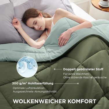 Ковдра BEDSURE 135x200 см, 300 GSM, 4 сезони, двостороння сіра/світло-сіра, для алергіків