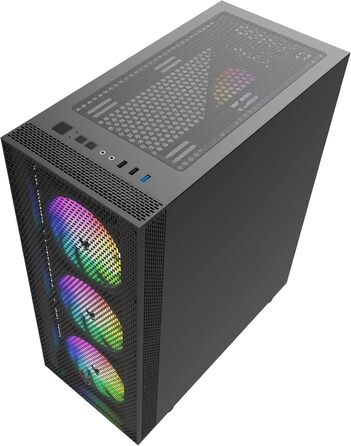 Корпус для ПК Oversteel AZURITE, сумісний з ATX/Micro ATX/ITX, 120мм RGB вентилятор, Mesh-фасад, фільтри пилу, загартоване скло, USB 3.0, білий/чорний