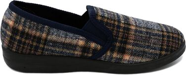 Чоловічі домашні тапочки в клітинку | Зручні капці для чоловіків з антиковзкою підошвою | Легкі та теплі сліпони для дому в класичному дизайні з фетру | Колір: сірий та інші (47 EU, сірий блакитний)