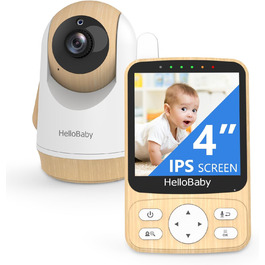 Дитячий відеоняня HelloBaby з камерою 3.2' Digital Funk TFT LCD, бездротовий монітор з нічним баченням, контролем температури та двостороннім зв'язком, білий (HB6340)